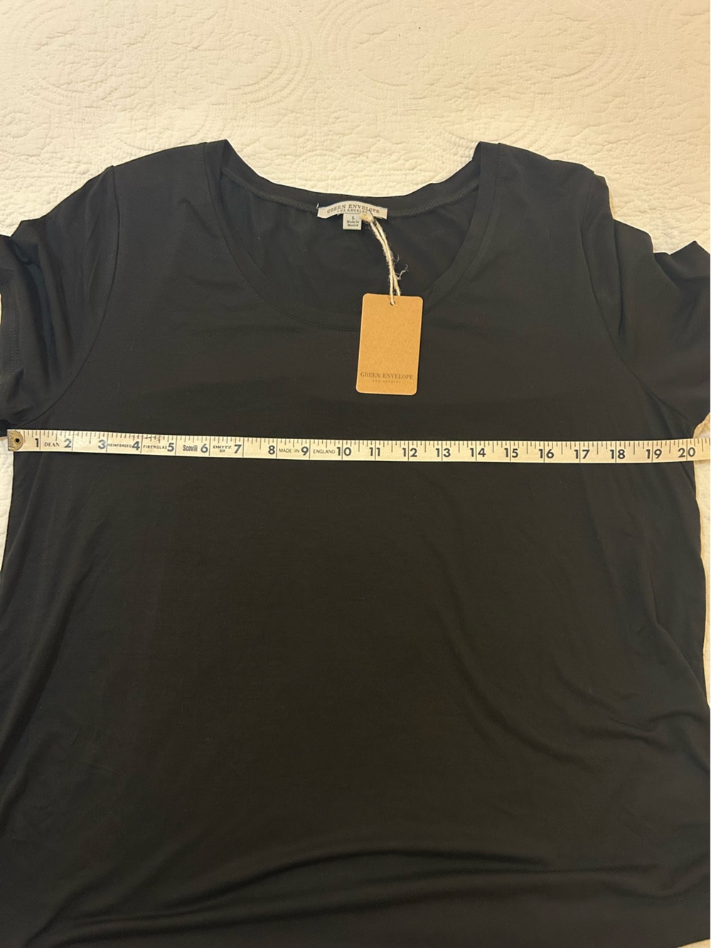 Green Envelope Black Short Sleeve Scoop Neck Tee - Picture 3 of 6